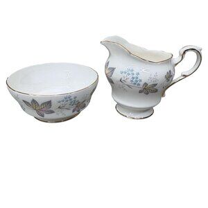 Vintage Paragon Fine China Enchantment Sugar Bowl Milk Jug Creamer Blue Flowers